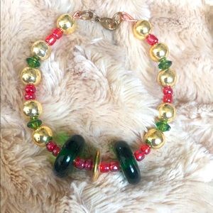 Festive Red,Green&Gold Bracelet